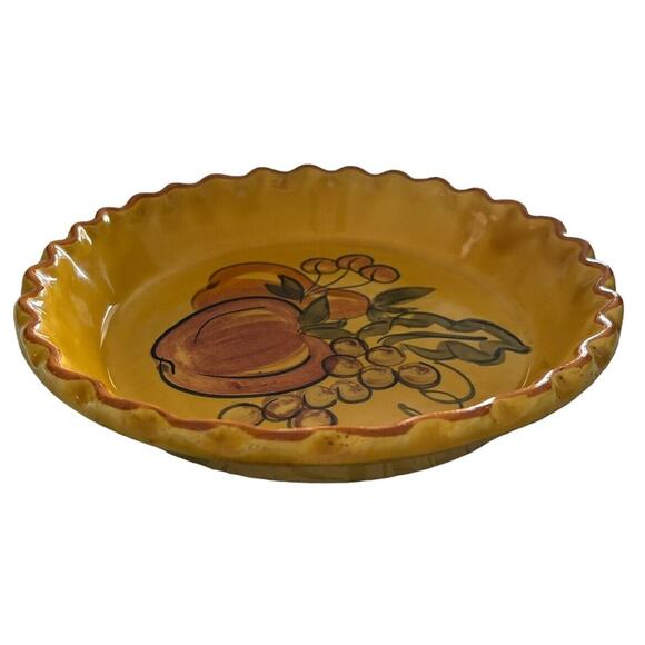 Los Angeles Potteries 9" Pie Plate Fruit Pattern 1970’s Era 1971 ovenware 630 - Picture 3 of 7